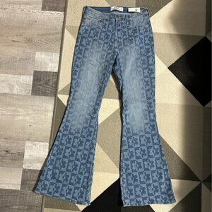 NWT Hollister Curvy High-Rise Vintage‎ Flare Flower Print Jeans Junior's Size 9R